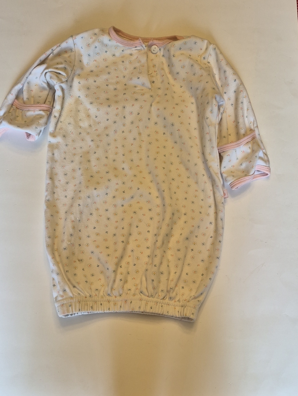 Carter's White Sleep Sack with Pink Trim and Tiny Floral Dots Newborn
